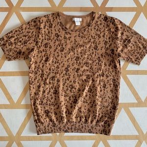 H&M Cheetah Print Short Sleeved Sweater - S
